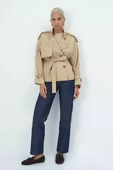 Плащ укороченного кроя с поясом ElectraStyle