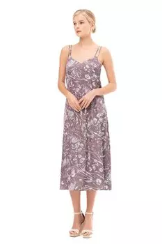 Платье атласное с принтом ALEXANDER BOGDANOV