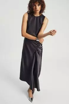 Платье атласное со сборкой на боку Nume