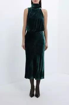 Платье бархатное без рукавов с воротником стойкой Pinko