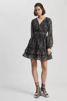 Платье c V-вырезом и юбкой с воланами Nume