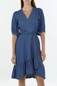 Платье джинсовое с запахом и оборкой на поясе OVS