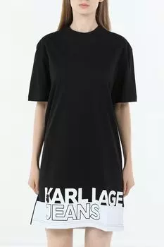 Платье-футболка хлопковое с логотипом Karl Lagerfeld Jeans