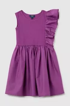 Платье хлопковое асимметричного кроя с оборкой OVS