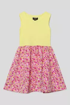 Платье хлопковое без рукавов с принтованной юбкой OVS