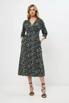 Платье хлопковое c v-вырезом и принтом Trends Brands Base