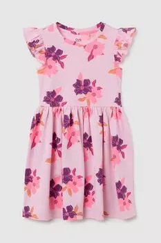 Платье хлопковое хлопковое с рюшами и принтом OVS