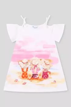 Платье хлопковое на завязках с принтом Mayoral