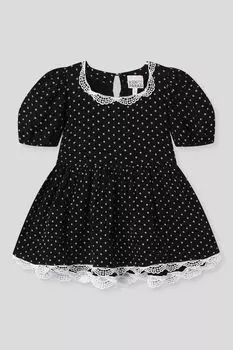 Платье хлопковое с кружевной отделкой в горох KIDSPARAD