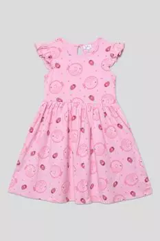 Платье хлопковое с оборками на рукавах и принтом Fagottino