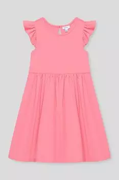 Платье хлопковое с оборками на рукавах Fagottino