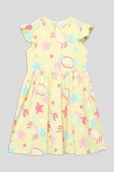 Платье хлопковое с оборками на рукавах и принтом Fagottino