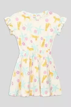 Платье хлопковое с оборками на рукавах и принтом OVS