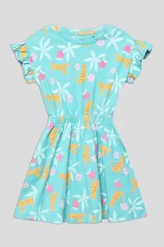 Платье хлопковое с оборками на рукавах и принтом OVS