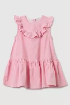 Платье хлопковое с оборками в полоску Fagottino