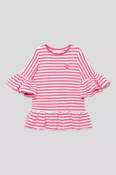 Платье хлопковое с оборками в полоску KIDSPARAD
