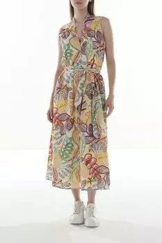 Платье хлопковое с принтом на поясе Cinque