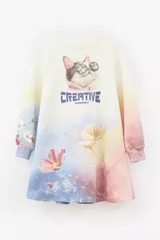 Платье хлопковое с принтом расклешенное Bell Bimbo