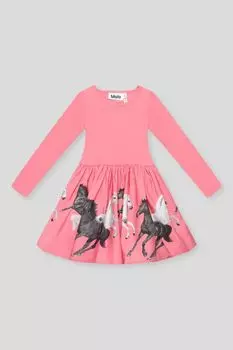 Платье хлопковое с пышной юбкой и принтом Molo