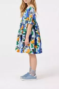 Платье хлопковое с пышным рукавом и принтом Molo