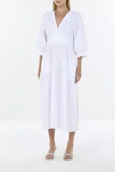 Платье хлопковое с пышным рукавом приталенное OVS