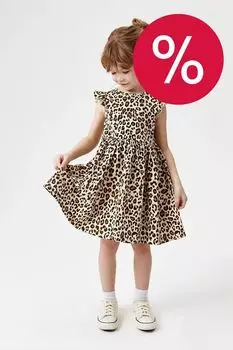 Платье хлопковое с рюшами и принтом ACOOLA