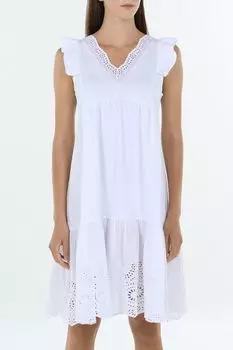 Платье хлопковое с рюшами и шитьем OVS