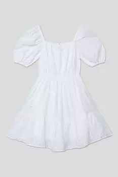 Платье хлопковое с шитьем и рукавами фонарик OVS