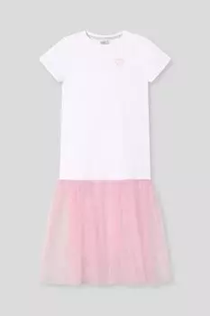 Платье хлопковое с юбкой из сетки KIDSPARAD
