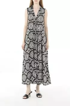 Платье хлопковое с v-вырезом без рукавов Piombo