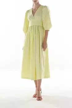 Платье хлопковое с V-вырезом и пышной юбкой SABRINA SCALA