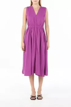 Платье хлопковое с V-вырезом на эластичном поясе OVS