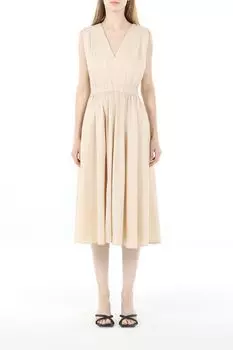 Платье хлопковое с V-вырезом на эластичном поясе OVS