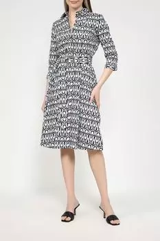 Платье хлопковое с V-вырезом с графическим принтом More&More