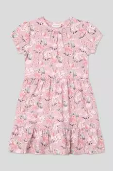 Платье хлопковое с воланами и принтом Minymo