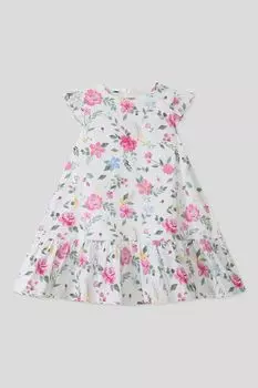 Платье хлопковое с воланом и принтом IDO