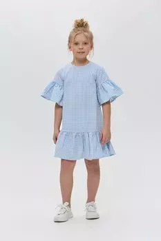 Платье хлопковое в мелкую клетку с оборками Choupette