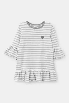 Платье хлопковое в полоску с оборками KIDSPARAD