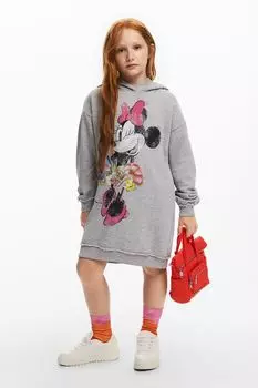 Платье-худи хлопковое с принтом Desigual