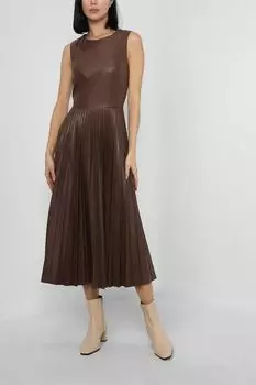 Платье из экокожи с плиссированной юбкой SABRINA SCALA