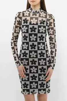 Платье из эластичной сетки с принтом HUGO BLUE