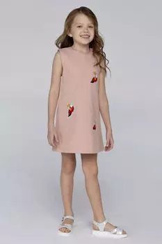 Платье из хлопка с фирменными аппликациями EVIKA KIDS