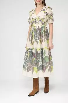 Платье из хлопкового муслина с принтом TWINSET