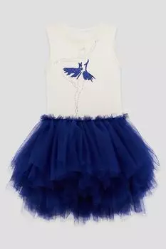 Платье из хлопкового трикотажа с воздушным тюлем EVIKA KIDS