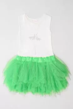 Платье из хлопкового трикотажа с воздушным тюлем EVIKA KIDS