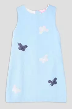 Платье из смеси льна и вискозы с аппликациями EVIKA KIDS