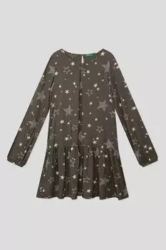 Платье из вискозы с принтом Benetton