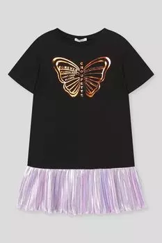 Платье комбинированное с декором и цепочкой Choupette