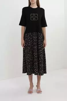 Платье комбинированное с принтом BELUCCI