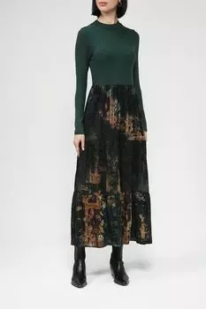 Платье комбинированное с воланами и принтом Desigual